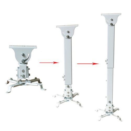 VideoSecu LCD/DLP Projector Ceiling Mount Bracket White Fits both flat or Vaulted ceiling PJ2W 1CA