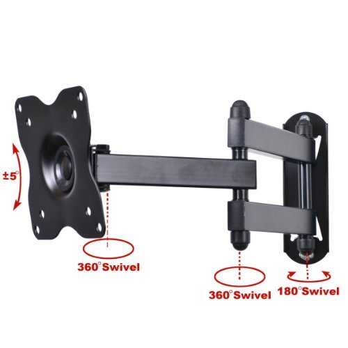 VideoSecu ML12B TV LCD Monitor Wall Mount Full Motion 15-Inch Extension Arm Articulating Tilt Swivel for Most 15 to 27-Inch LED TV Flat Panel Screen with VESA 100x100,75x75 1KX (Black)