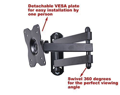 VideoSecu ML12B TV LCD Monitor Wall Mount Full Motion 15-Inch Extension Arm Articulating Tilt Swivel for Most 15 to 27-Inch LED TV Flat Panel Screen with VESA 100x100,75x75 1KX (Black)