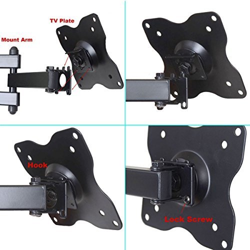 VideoSecu ML12B TV LCD Monitor Wall Mount Full Motion 15-Inch Extension Arm Articulating Tilt Swivel for Most 15 to 27-Inch LED TV Flat Panel Screen with VESA 100x100,75x75 1KX (Black)