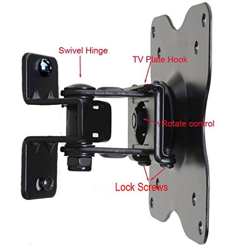 VideoSecu ML411B Adjustable Tilt Swivel Rotation TV Wall Mount Bracket for LCD LED TV and Monitor (Max 44 lbs, VESA 100/75) Black 1FF