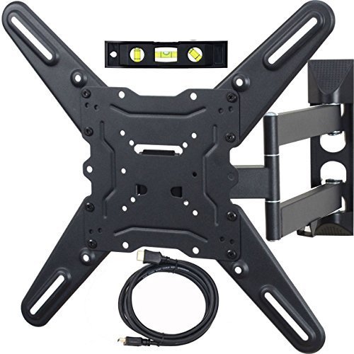 VideoSecu ML531BE TV Wall Mount for most 22"-55" LED LCD Plasma Flat Screen Monitor up to 88 lb VESA 400x400 with Full Motion Swivel Articulating 20 in Extension Arm, HDMI Cable & Bubble Level WP5