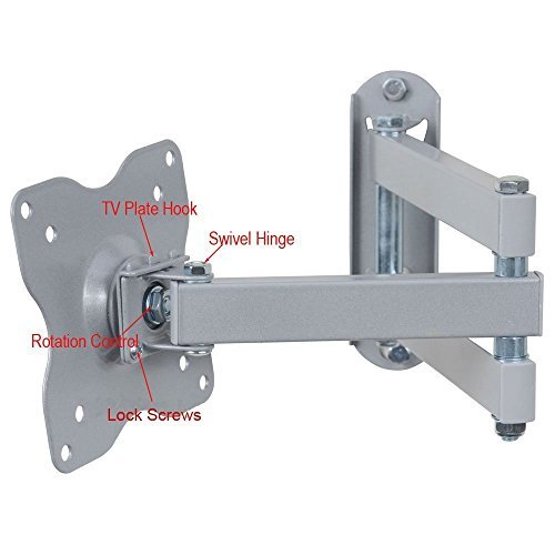 VideoSecu Swing Articulating Arm TV Wall Mount Bracket for 12"-24", some models up to 26" 27",with VESA 100/75mm Flat Panel Screen TV and Monitors Silver A2D