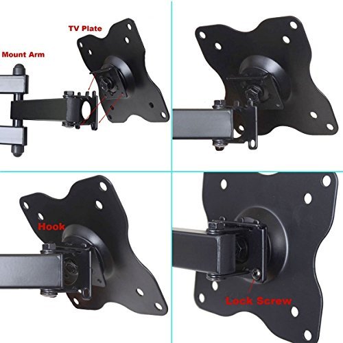 VideoSecu TV Wall Mount Monitor Bracket with Full Motion Articulating Tilt Arm 15" Extension for most 17" 19" 20" 22" 23" 24" 26" 27" 28" 29" 32" 37" 39" LCD LED Displays up to VESA 200x200 ML14B WS2