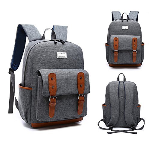 Vintage College Bag Bookbags Rucksack Casual Daypacks Canvas Shoulder Backpack for 13"" & 15.6"" Laptops Fits Apple MacBook Pro/Air Dell, Asus, MSI