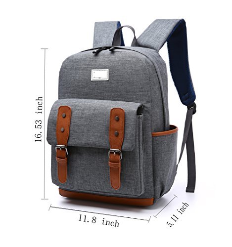 Vintage College Bag Bookbags Rucksack Casual Daypacks Canvas Shoulder Backpack for 13"" & 15.6"" Laptops Fits Apple MacBook Pro/Air Dell, Asus, MSI