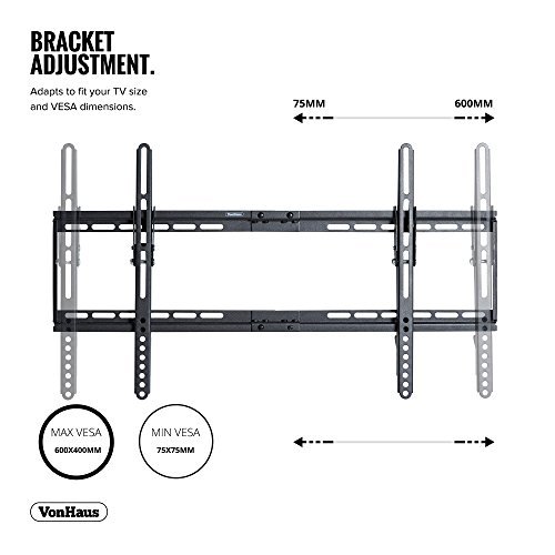 VonHaus TV Bracket Wall Mount with Tilt- for 32-65 inch LCD LED Plasma Flat Panels – Flat to Wall - Heavy Gauge Reinforced Steel