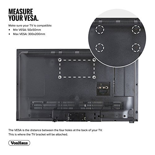 VonHaus Ultra Slim TV Wall Mount for 15-42 inch LCD LED 3D Plasma TVs Super Strong 88lbs Weight Capacity