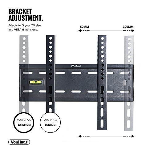 VonHaus Ultra Slim TV Wall Mount for 15-42 inch LCD LED 3D Plasma TVs Super Strong 88lbs Weight Capacity