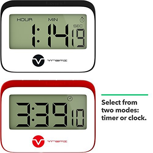 Vremi VRM020264N Digital Kitchen Timer Magnet Loud Clock with Alarm and Large Display in Cute Retro Shape-60 Minute 24 Hour Electric Stopwatch, Black