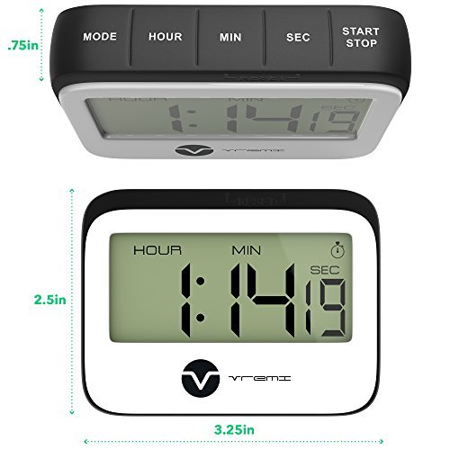 Vremi VRM020264N Digital Kitchen Timer Magnet Loud Clock with Alarm and Large Display in Cute Retro Shape-60 Minute 24 Hour Electric Stopwatch, Black