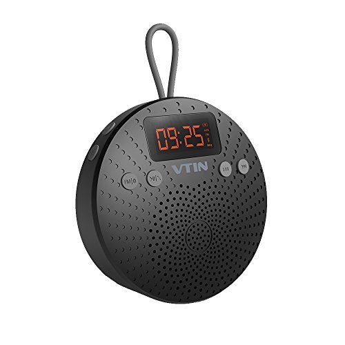 Vtin Upgraded Version Bluetooth Wireless Waterproof Shower Outdoor Speaker with FM Radio, Alarm Clock, Suction Cup