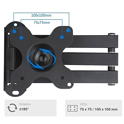 WALI Articulating TV LCD Monitor Wall Mount Full Motion 14" Extension Arm for Most 13" 15" 17" 19" 20" 22" 23" 24" 26" 27" 30" LED TV Flat Screen (WL-1330LM)