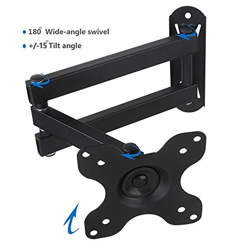 WALI Articulating TV LCD Monitor Wall Mount Full Motion 14" Extension Arm for Most 13" 15" 17" 19" 20" 22" 23" 24" 26" 27" 30" LED TV Flat Screen (WL-1330LM)