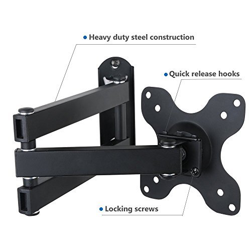 WALI Articulating TV LCD Monitor Wall Mount Full Motion 14" Extension Arm for Most 13" 15" 17" 19" 20" 22" 23" 24" 26" 27" 30" LED TV Flat Screen (WL-1330LM)