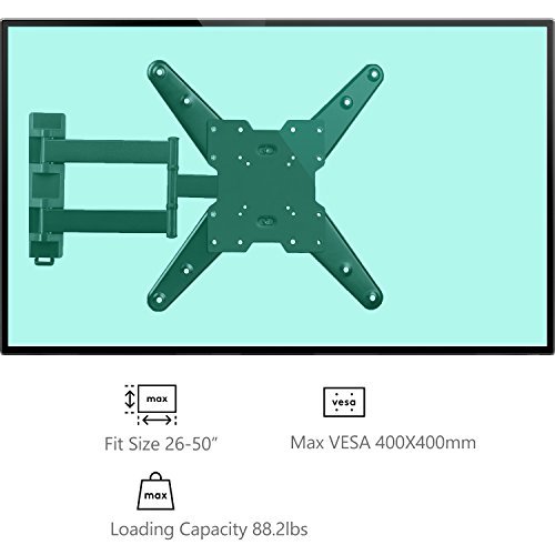 WALI Full Motion Articulating TV Wall Mount Bracket for most 26-50 inch LED, LCD, Flat Screen TVs w/VESA up to 400 x 400 - 20" Extension (WL-MA4602) Black