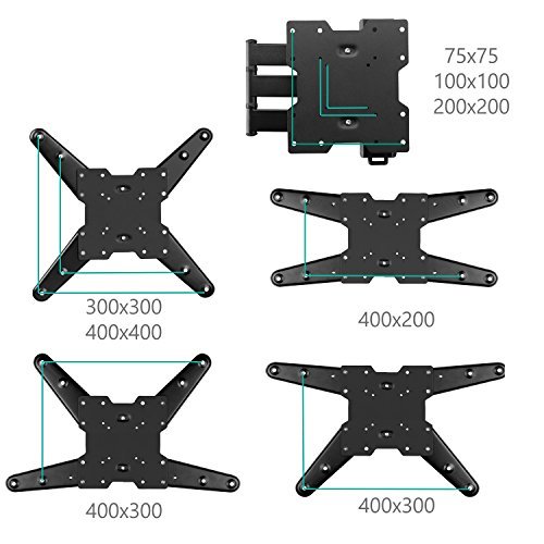 WALI Full Motion Articulating TV Wall Mount Bracket for most 26-50 inch LED, LCD, Flat Screen TVs w/VESA up to 400 x 400 - 20" Extension (WL-MA4602) Black