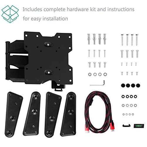 WALI Full Motion Articulating TV Wall Mount Bracket for most 26-50 inch LED, LCD, Flat Screen TVs w/VESA up to 400 x 400 - 20" Extension (WL-MA4602) Black