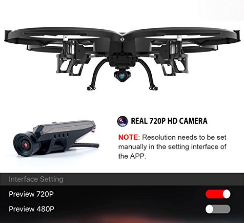 WIFI FPV Version U818A Drone with 720P HD Camera DBPOWER Headless Mode Quadcopter with 2 Batteries Long Flying Time Drone for Beginners