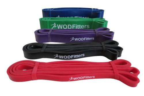 WODFitters Pull Up Assist Band, Stretch Resistance Band - Mobility Band - Powerlifting Bands - Extra Durable and Top Rated Pull-Up Assist Bands - with eGuide - SINGLE BAND or SET