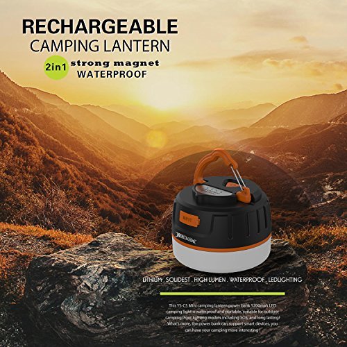 WONTECHMI Camping Lantern, 200lm Ultra Bright, LED IP65 Waterproof Outdoor Lights and Strong Magnet, Tent Lamp with Rechargable 5200mAh Battery Power Bank for Camping, Hiking, Best Gift Sale