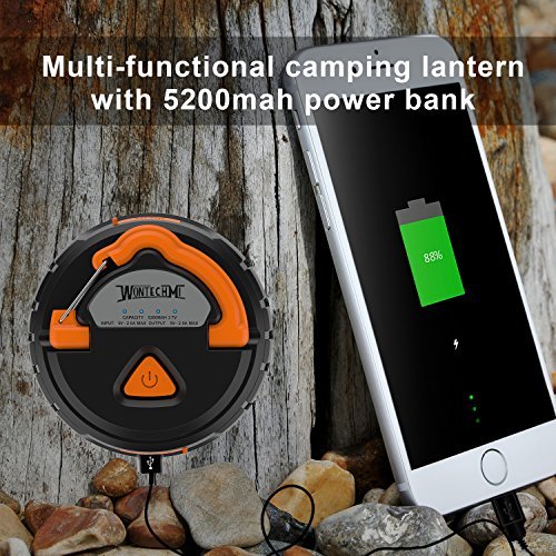 WONTECHMI Camping Lantern, 200lm Ultra Bright, LED IP65 Waterproof Outdoor Lights and Strong Magnet, Tent Lamp with Rechargable 5200mAh Battery Power Bank for Camping, Hiking, Best Gift Sale