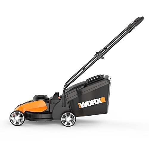 WORX 14-Inch 24-Volt Cordless Lawn Mower with Easy-Start Feature, Removable Battery, and Grass Collection Bag – WG775