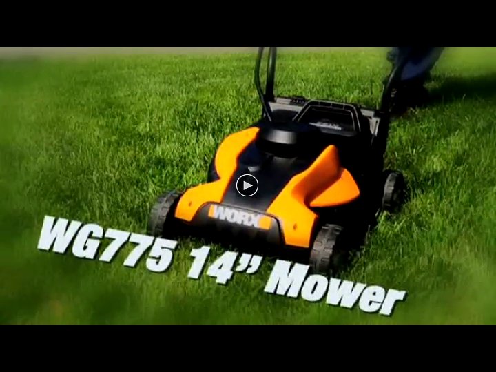 WORX 14-Inch 24-Volt Cordless Lawn Mower with Easy-Start Feature, Removable Battery, and Grass Collection Bag – WG775