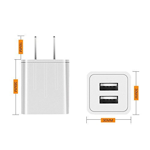 Wall Charger, 4.2A 21W Dual USB Universal Portable Charger with Smart Technology, for iPhone 7 6/6S Plus, 5/5S, iPad Pro, Galaxy S7, S6 Edge Plus, S5, Nexus, HTC & more [2-PACK]