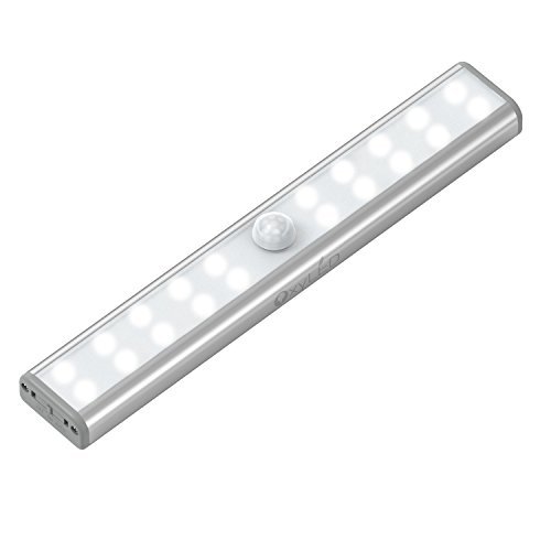 Wardrobe Light,OxyLED Motion Sensor Closet Lights,20 LED Bright Cabinet Light,DIY Stick-on Anywhere 20 LED Stairs/Step Light Bar,LED Night Light,Safe Light with Magnetic Strip(1 Pack,USB Rechargeable)