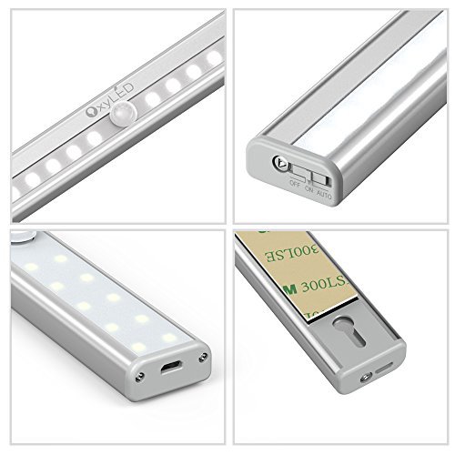 Wardrobe Light,OxyLED Motion Sensor Closet Lights,20 LED Bright Cabinet Light,DIY Stick-on Anywhere 20 LED Stairs/Step Light Bar,LED Night Light,Safe Light with Magnetic Strip(1 Pack,USB Rechargeable)