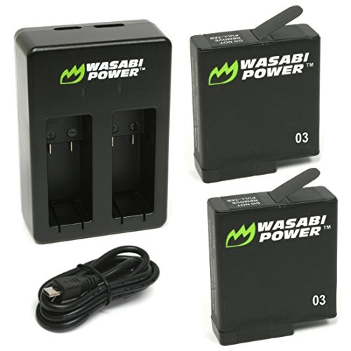 Wasabi Power Battery (2-Pack) & Dual Charger for GoPro HERO5, HERO 5 Black (v03 for Firmware v01.55, v01.57, v02.00 and All Future Updates)