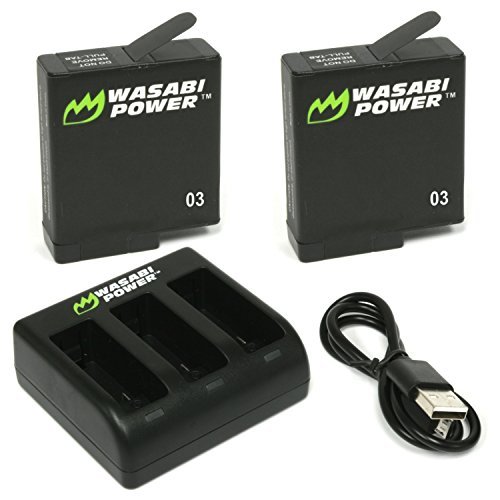 Wasabi Power Battery (2-Pack) & Triple Charger for GoPro HERO5, HERO 5 Black (v03 for Firmware v01.55, v01.57, v02.00 and All Future Updates)