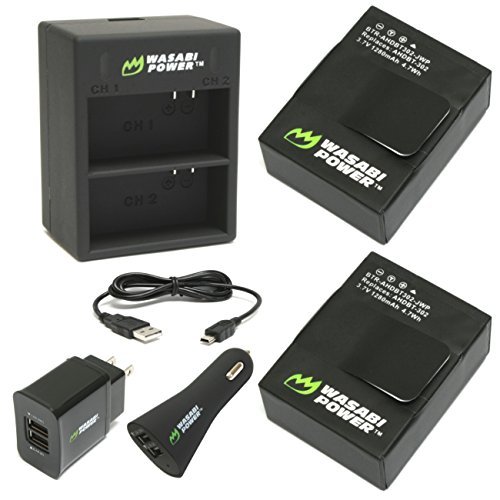 Wasabi Power Battery (2-Pack) and Dual Charger for GoPro Hero3, Hero3+ and GoPro AHDBT-201, AHDBT-301, AHDBT-302, AHBBP-301, ACARC-001, AWALC-001 (with Car and US Plug)