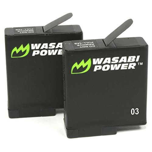 Wasabi Power Battery (2-Pack) for GoPro HERO6, HERO5, HERO 6, HERO 5 Black (v03 for all Firmware Updates)