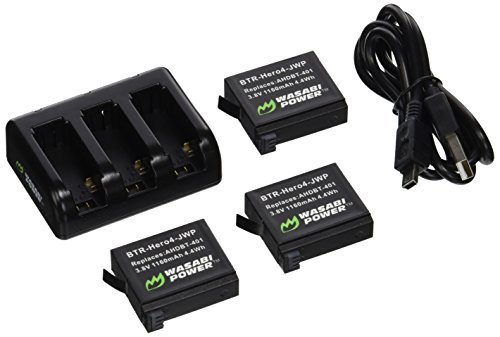 Wasabi Power Battery (3-Pack) and Triple Charger for GoPro HERO4 and GoPro AHDBT-401, AHBBP-401