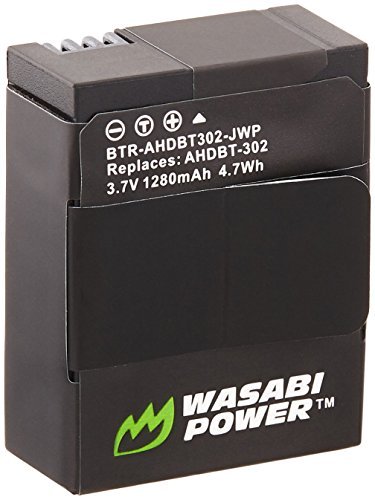 Wasabi Power Battery for GoPro HERO3, HERO3+ and GoPro AHDBT-201, AHDBT-301, AHDBT-302 (1280mAh)