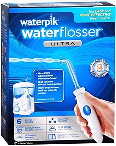 Waterpik Ultra Dental Water Flosser WP-100 with 6 Unique Tip & 10 Pressure Settings Plus Bonus Pack of 2 Replacement Pik Pocket Tips PP-100E 