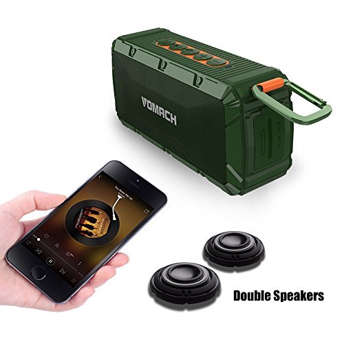 Waterproof Bluetooth Speakers, Vomach Wireless Portable Speakers Outdoor Speaker IPX6 Stereo Sound Green