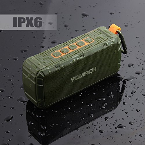 Waterproof Bluetooth Speakers, Vomach Wireless Portable Speakers Outdoor Speaker IPX6 Stereo Sound Green