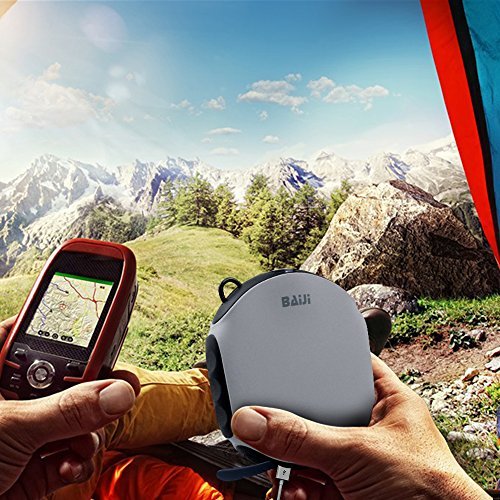 Waterproofing Power Bank, BaiJi(TM) iPhone Charger with Flashlight LED & Compass for iPhone 6 plus, 5s, 5, 4s iPad Samsung Water/Shock/Dust Proof 8000mah-Outdoor Fun(GREY)!