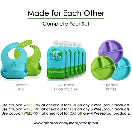 WeeSprout Silicone Divided Toddler Plates - 3 Pack - Easy to Clean - Dishwasher and Microwave Safe - Soft, Skid Resistant and Unbreakable - FDA/LFGB Certified Silicone - Great for Baby or Older Kids