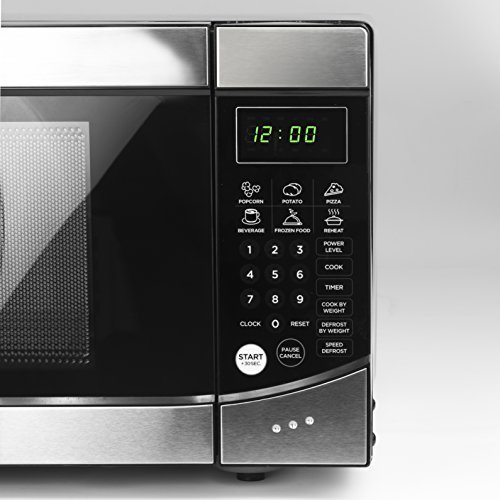 Westinghouse WM009 900 Watt Counter Top Microwave Oven, 0.9 Cubic Feet, Stainless Steel Front with Black Cabinet