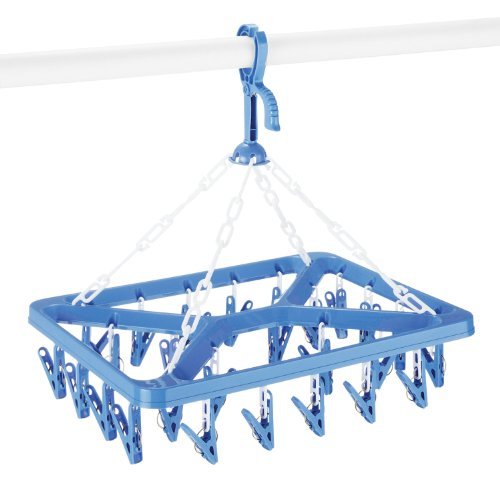 Whitmor Clip and Drip Hanger with 26 Clips Blue & White