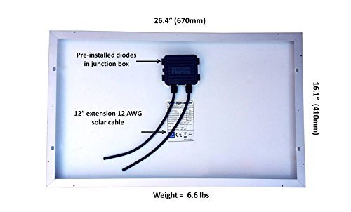 WindyNation 30 Watt 30W Polycrystalline 12V 12 Volt Solar Panel Battery Charger – Boat RV Gate Off-Grid