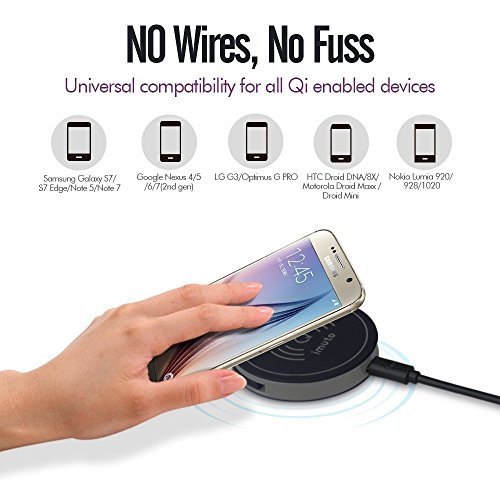 Wireless Charger, iMuto Mini Wireless Charging Pad for Samsung Galaxy S7 / S7 Edge / S6 / S6 Edge Plus / S6 Edge ,Nexus 4 / 5 / 6 / 7, Nokia Lumia 950xl and All Qi-Enabled Devices