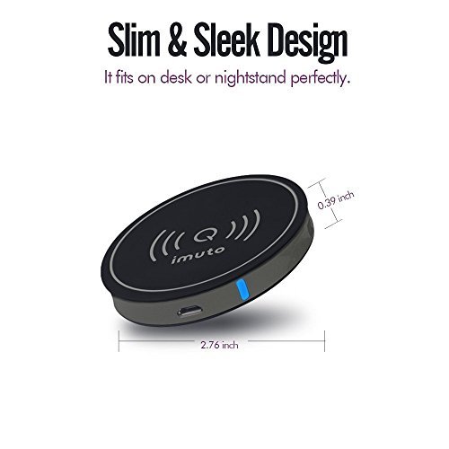 Wireless Charger, iMuto Mini Wireless Charging Pad for Samsung Galaxy S7 / S7 Edge / S6 / S6 Edge Plus / S6 Edge ,Nexus 4 / 5 / 6 / 7, Nokia Lumia 950xl and All Qi-Enabled Devices