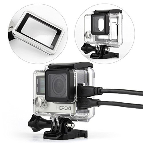 WiserElecton Side Open Skeleton Housing For GoPro Hero4 Hero3+ Hero 3 cameras With Bacpac Touched Panel LCD Screen Protective backdoor and lens