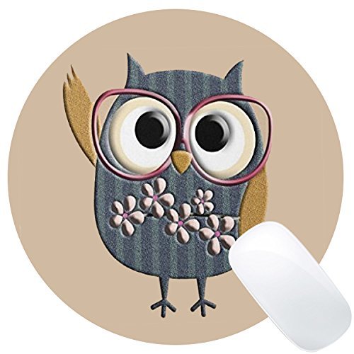 Wknoon Cute Owl Design Mouse Pad Round Mat