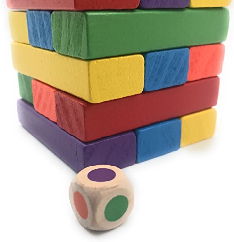 Wooden Toppling Tumbling Stacking Tower Board Games Building Blocks for Kids - 60 pieces